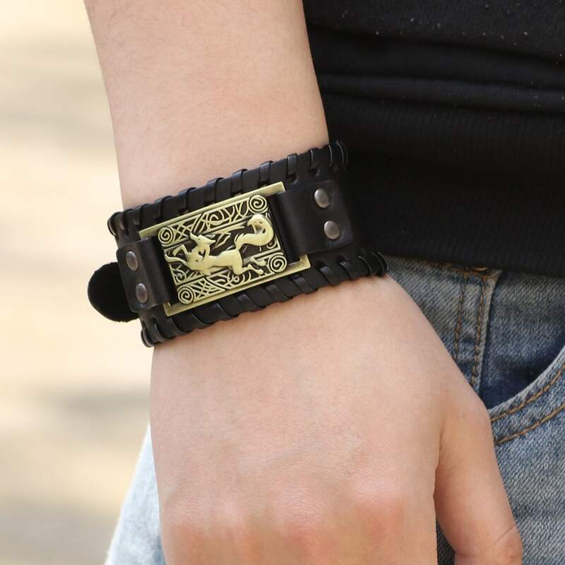 

Guys Animal Pattern Bracelet, Black