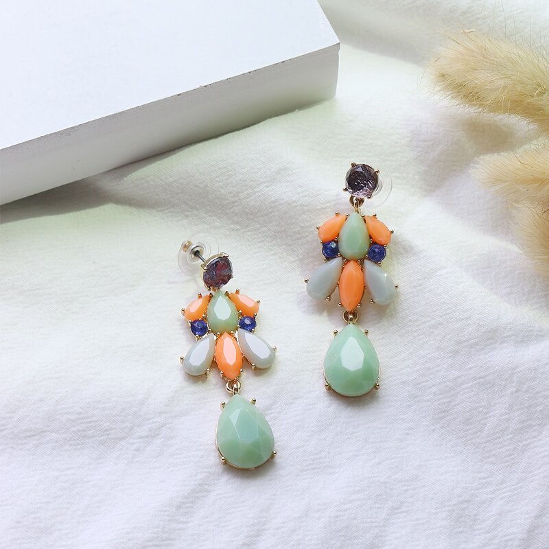 

Color Block Drop Earrings, Multicolor