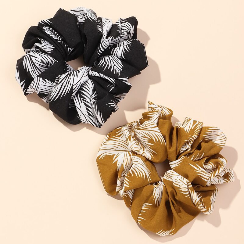 

2pcs Plant Pattern Scrunchie, Multicolor