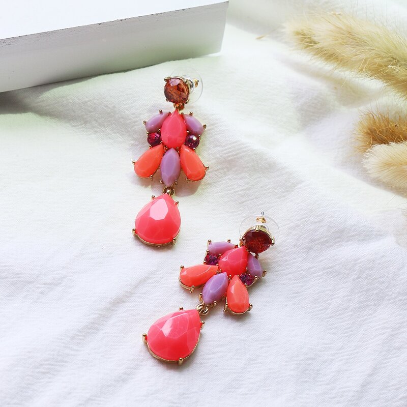 

Color Block Drop Earrings, Multicolor