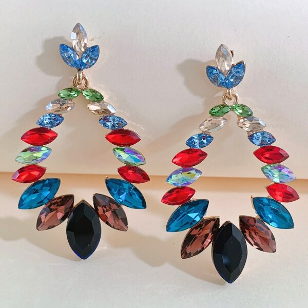 

Gemstone Engraved Drop Earrings, Multicolor