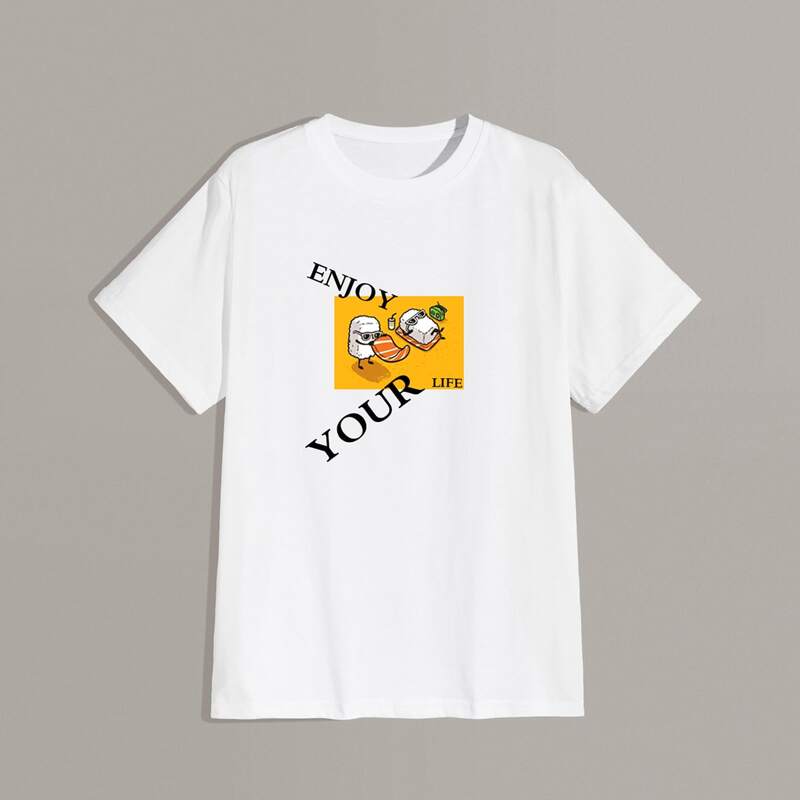 

Guys Cartoon And Slogan Graphic Tee, White