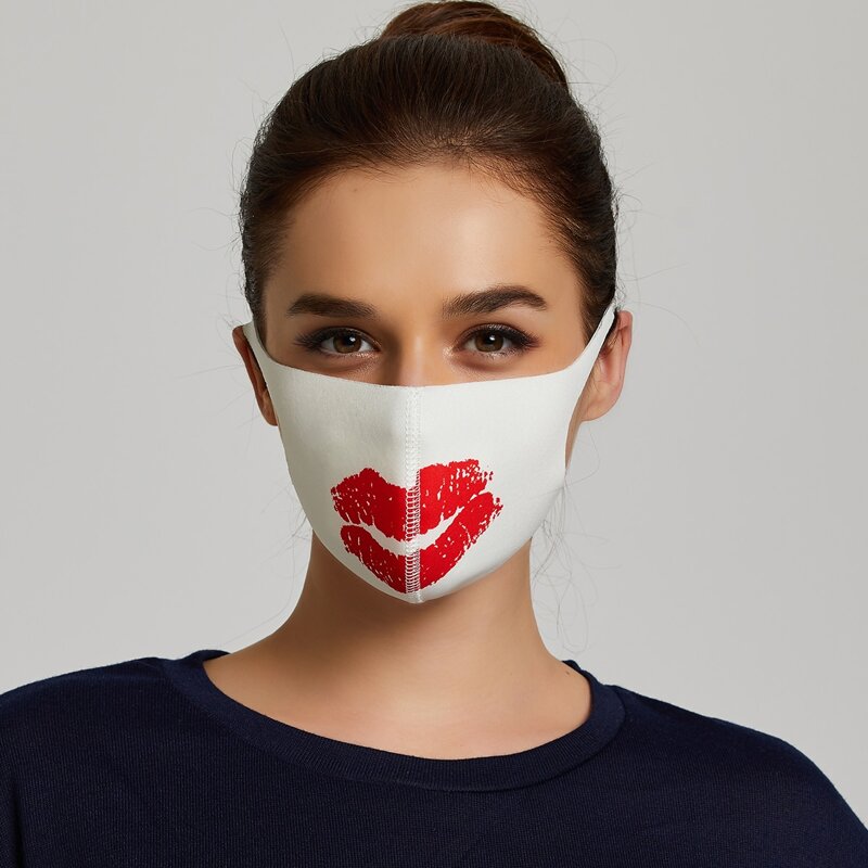 

2pcs Mouth Pattern Face Mask, Multicolor