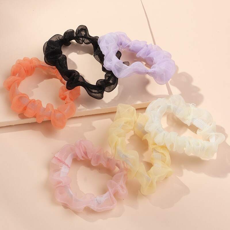 

6pcs Mesh Scrunchie, Multicolor