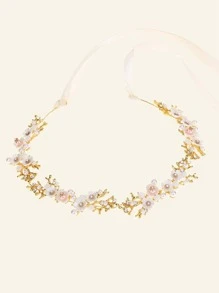 Flower Decor Hair Accessory - White - View 3