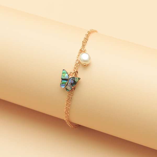 

Butterfly Charm Anklet, Gold
