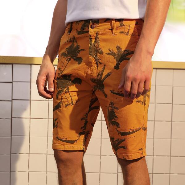 

Мужские шорты с карманом и оригинальным принтом, Жёлтые