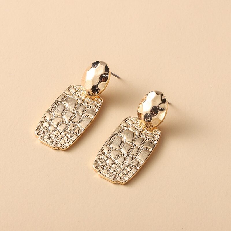 

Textured Metal Drop Earrings, Gold