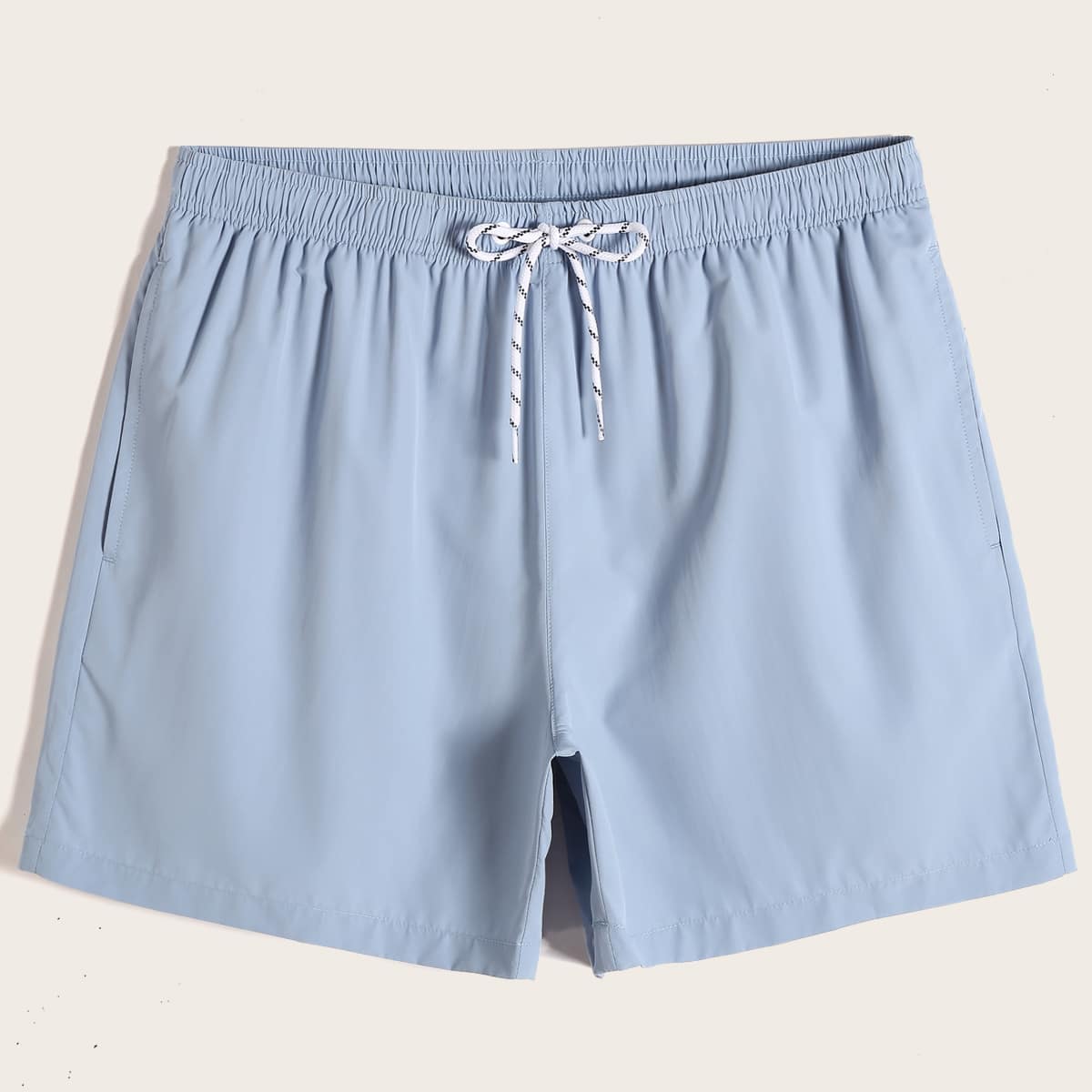 

Guys Drawstring Waist Solid Swim Trunks, Blue