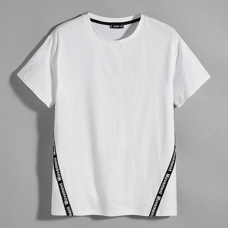 

Guys Letter Tape Detail Top, White