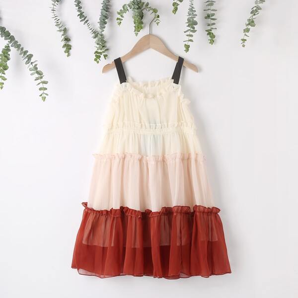 

Toddler Girls Tie Front Frill Layered Cami Dress, Multicolor