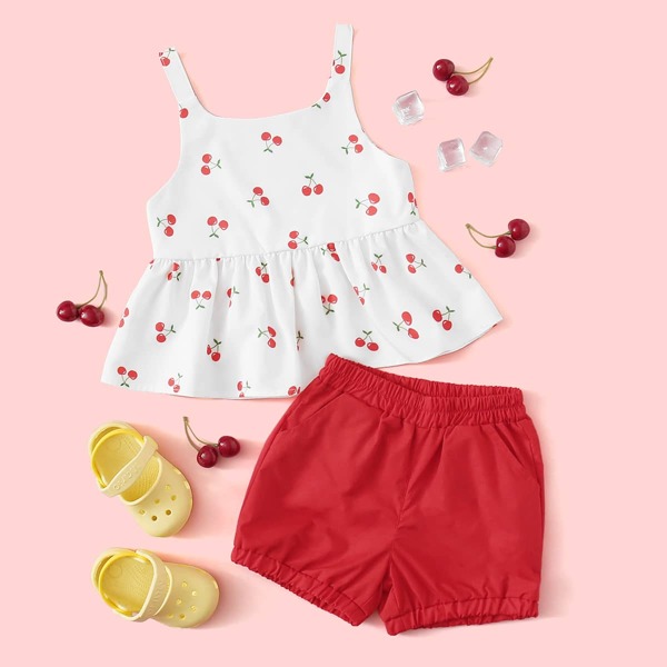 

Toddler Girls Cherry Print Peplum Cami & Shorts, Multicolor