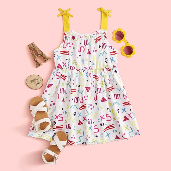 

Платье с принтом для девочек, Многоцветный