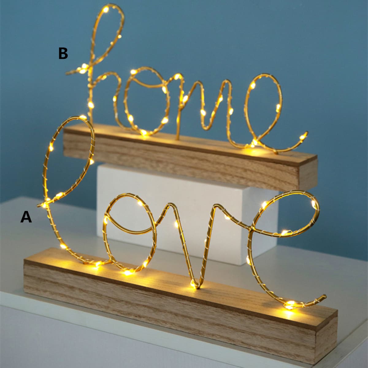 

1pc Letter Shaped Night Light, Gold