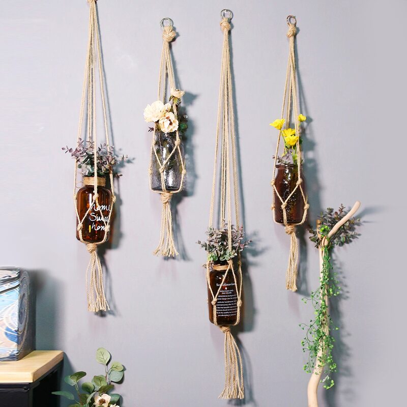 

1pc Braided Hanging Basket, Beige