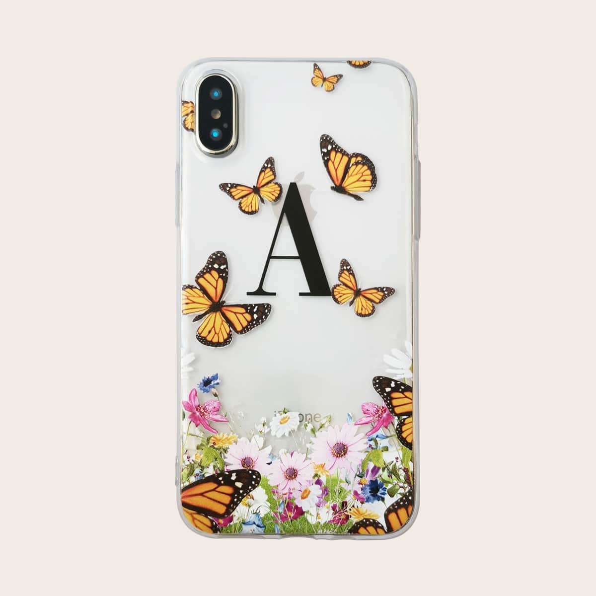 

Butterfly Print Clear iPhone Case, Multicolor