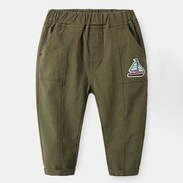 

Toddler Boys Patched Pants, Army green