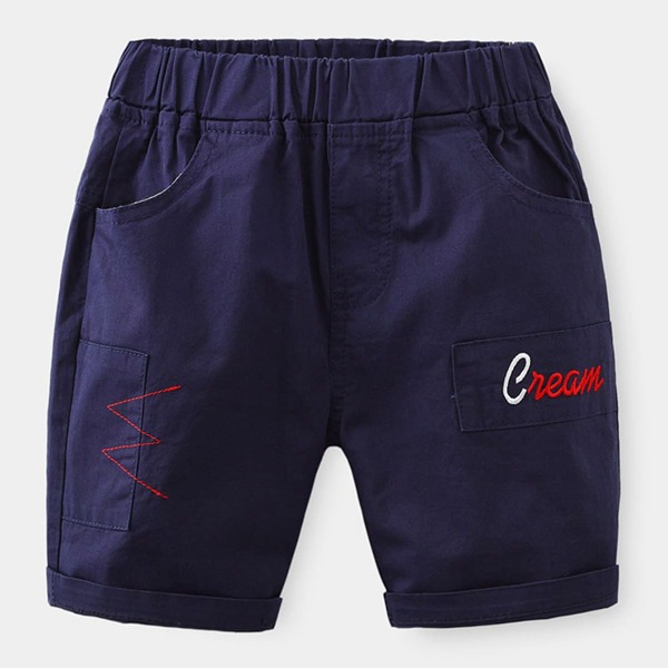 

Toddler Boys Letter Embroidery Shorts, Navy