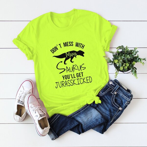

Plus Neon Green Slogan Graphic Tee, Green bright