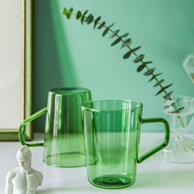 

1pc Glass Water Cup, Green