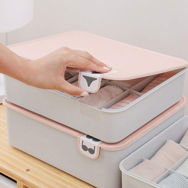 

1pc Plastic Underwear Storage Box, Multicolor
