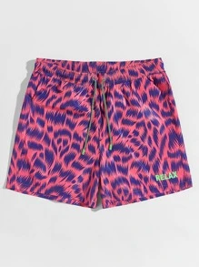 Manfinity 男士滿版圖案字母圖案防風短褲 - 彩色 - 查看 1