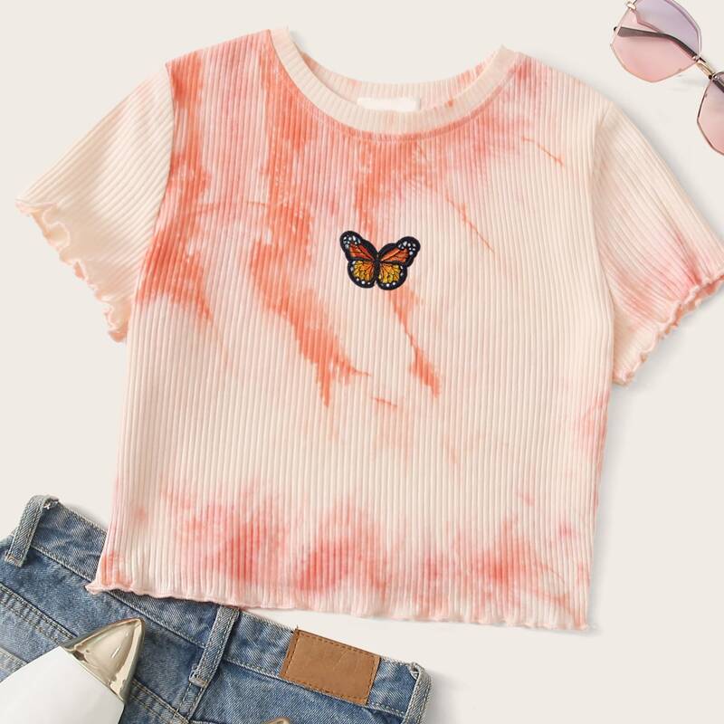 

Butterfly Patched Tie Dye Tee, Multicolor