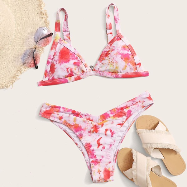 

Tie Dye Triangle Bikini Swimsuit, Multicolor