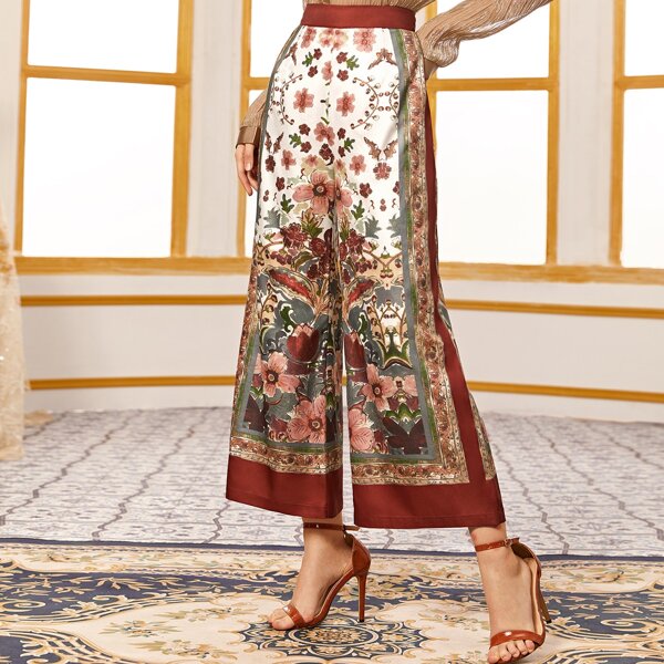 

Floral Print Wide Leg Pants, Multicolor