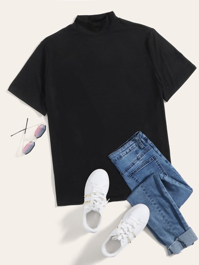 Plus Mock-Neck Solid Top