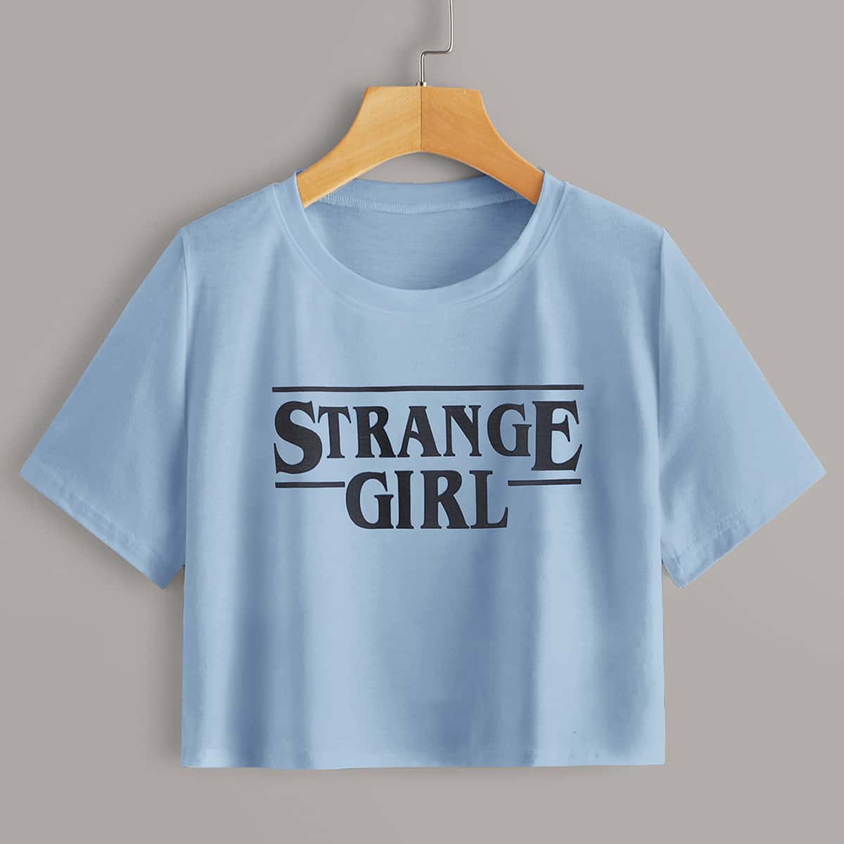

Letter Graphic Blue Crop Tee