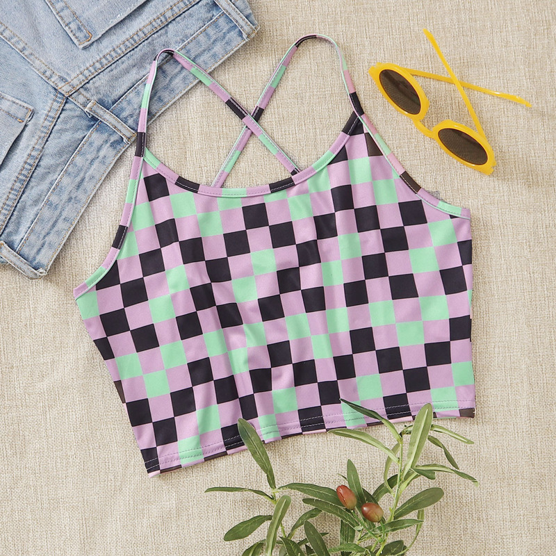 

Plaid Criss Cross Back Cami, Multicolor