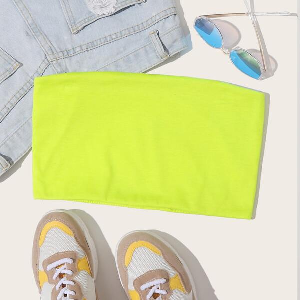 

Neon Lime Tube Crop Top, Green bright