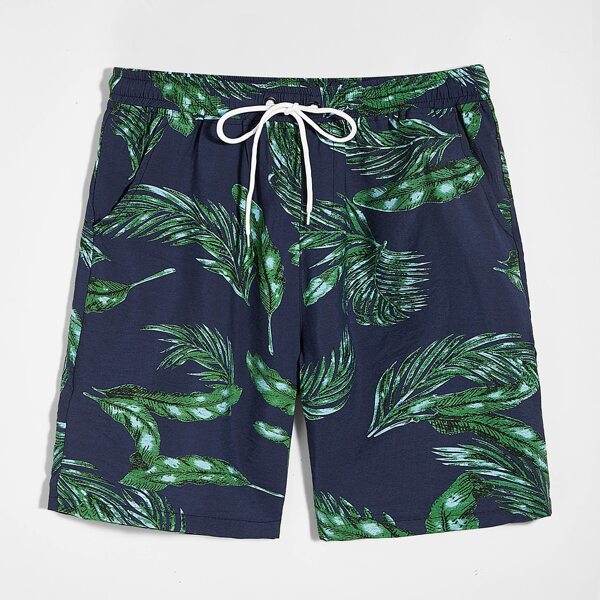 

Men Tropical Print Drawstring Shorts, Multicolor