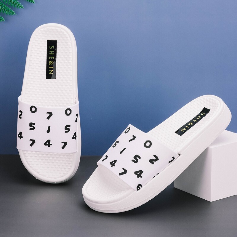 

Letter Graphic Non-slip Sliders, White