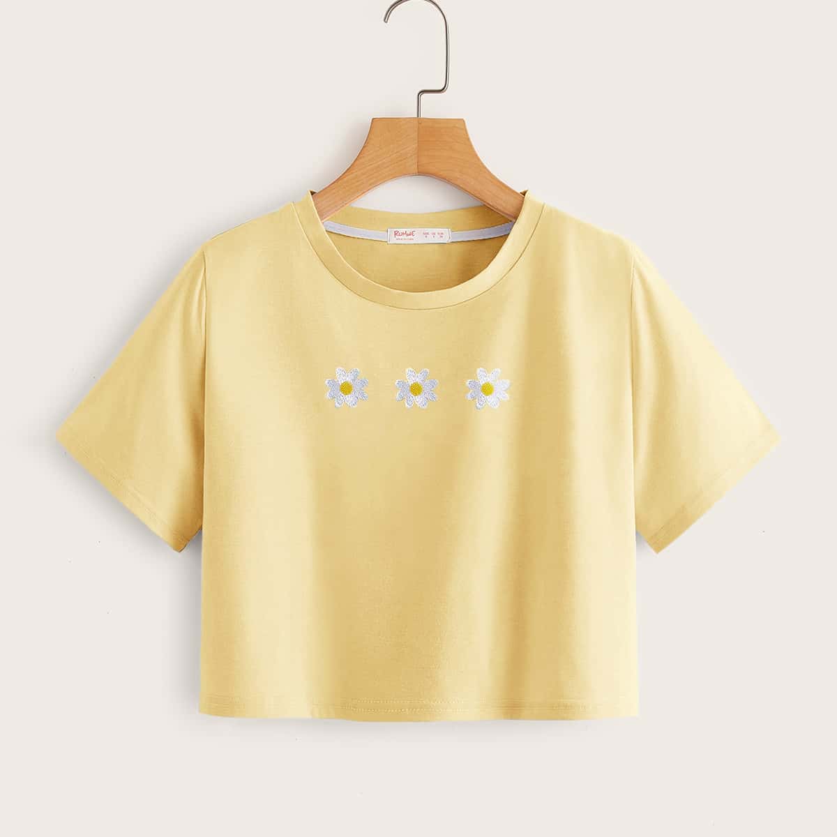

Daisy Embroidery Crop Top, Yellow