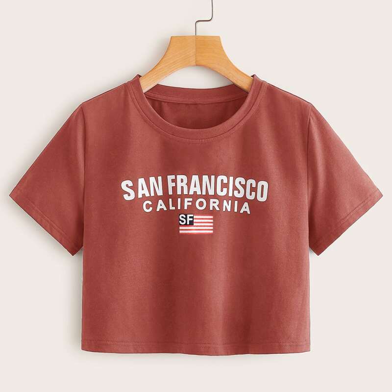 

Letter Graphic Red Crop Tee