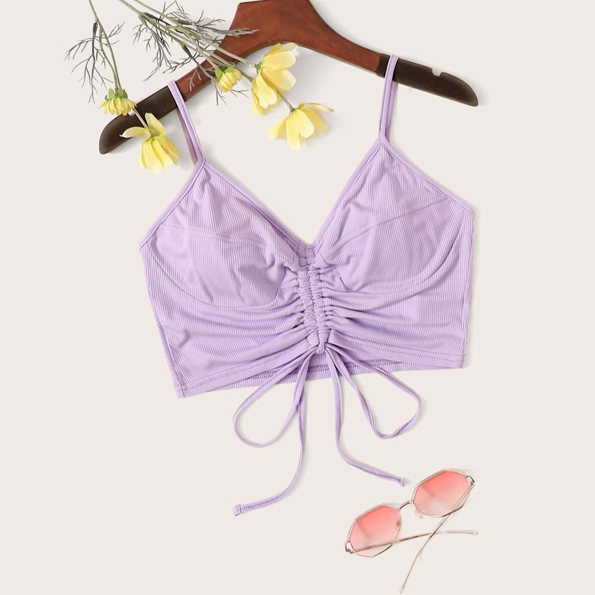 

Drawstring Crop Purple Cami