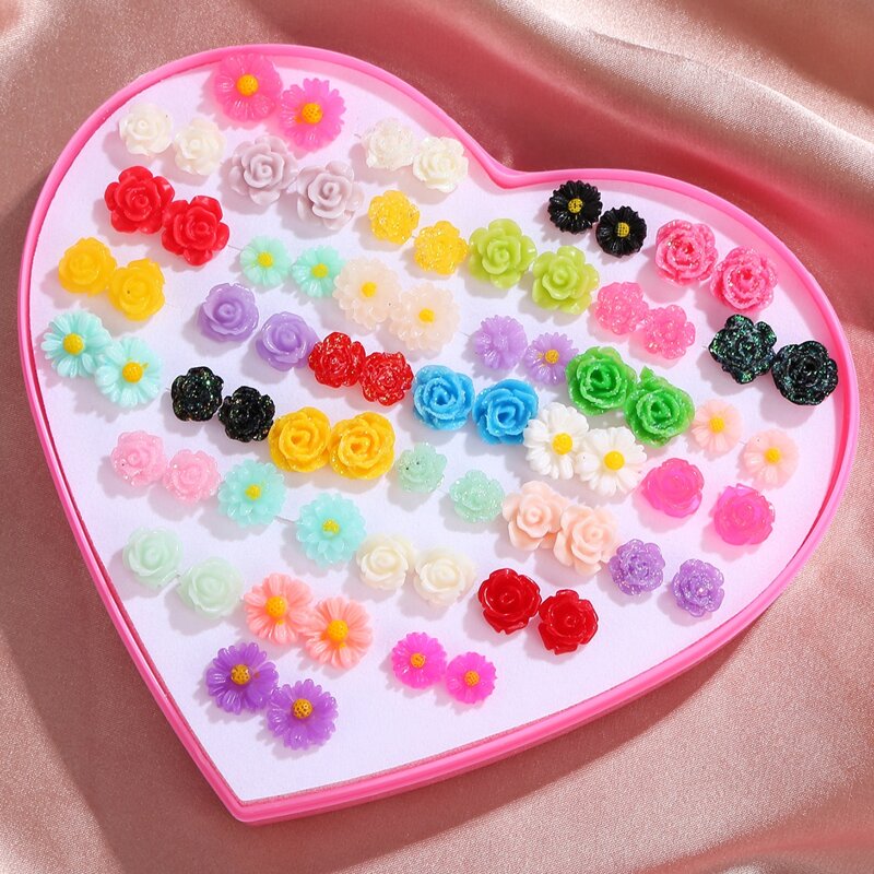 

36pairs Random Floral Design Stud Earrings, Multicolor