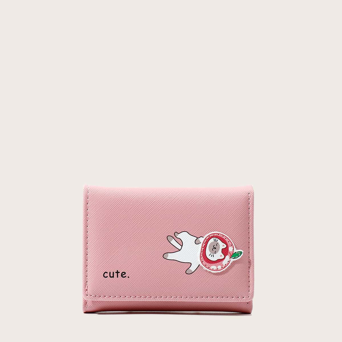 

Cartoon Graphic Fold Over Purse, Pink