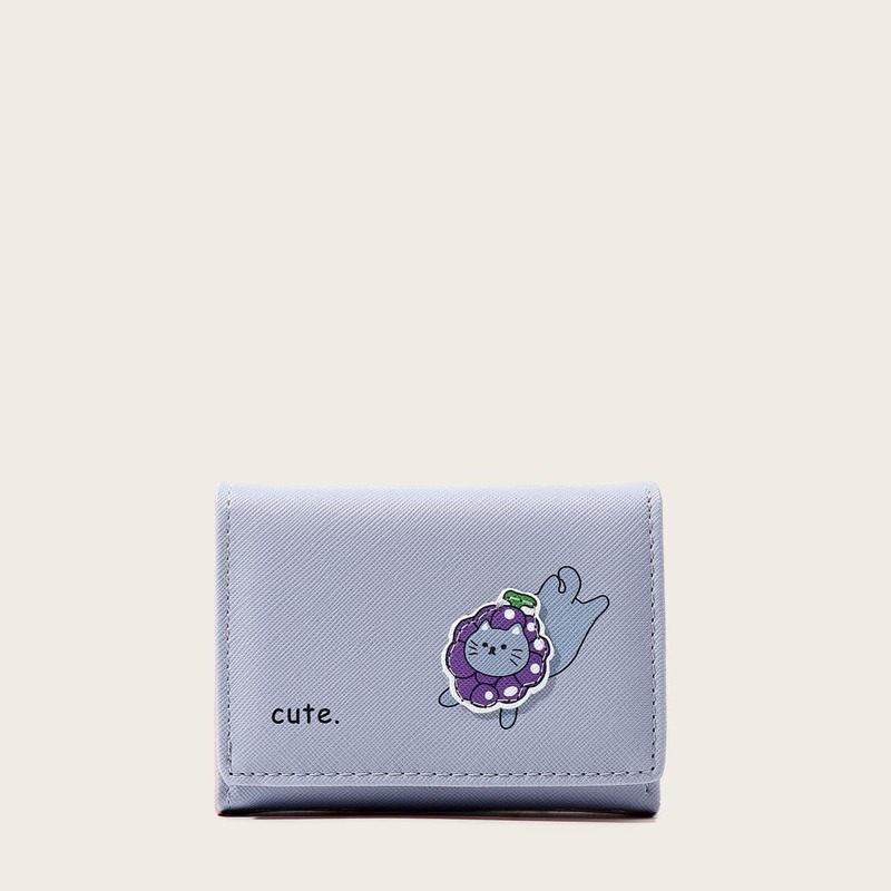 

Cartoon Graphic Fold Over Purse, Purple