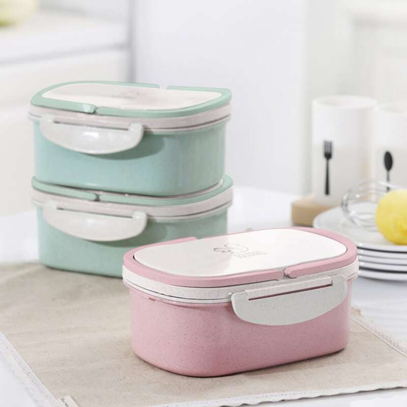 

1pc Portable Double Layer Lunch Box, Multicolor