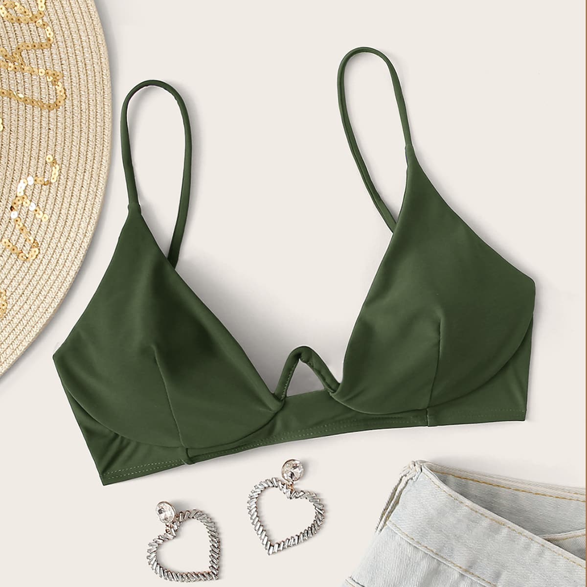 

Push Up Bikini Top, Army green