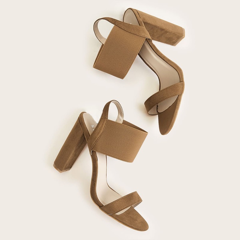 

Open Toe Two Part Chunky Heels, Brown