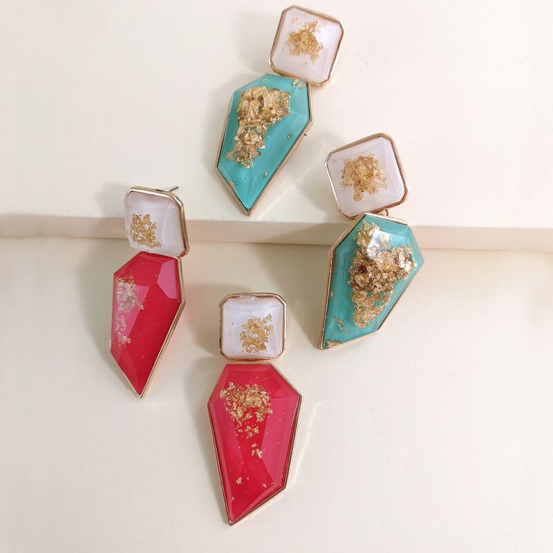 

2pairs Geometric Charm Drop Earrings, Multicolor