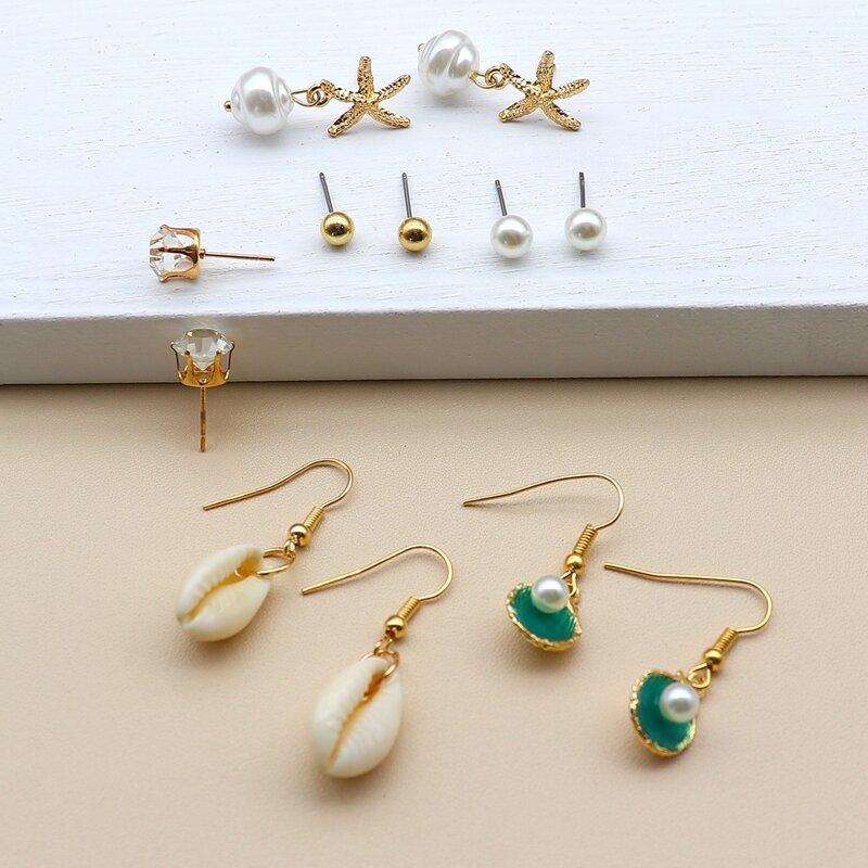

6pairs Shell Charm Drop Earrings, Multicolor