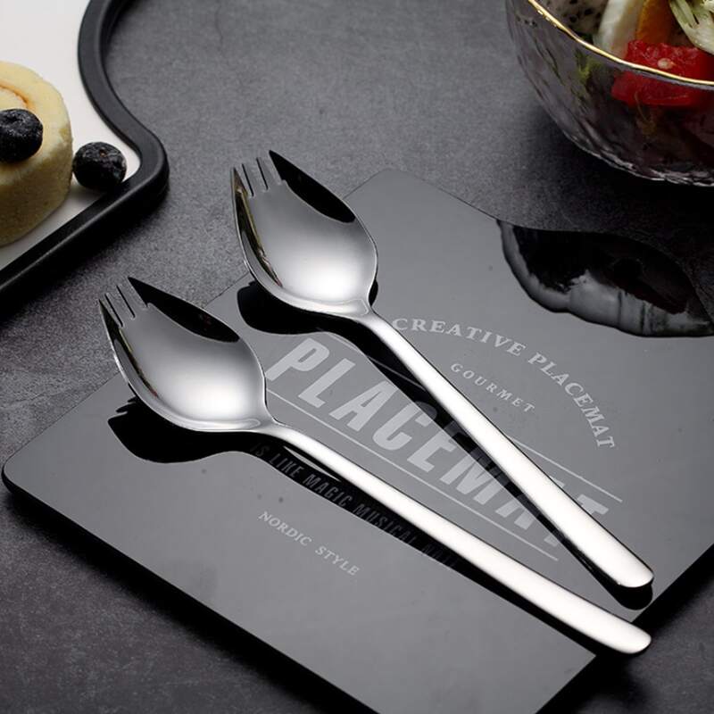 

1pc 2 In 1 Stainless Steel Spoon, Silver