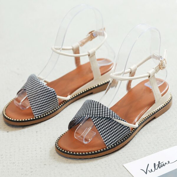 

Сандалии с узлом "хаундстут, Чёрнобелые