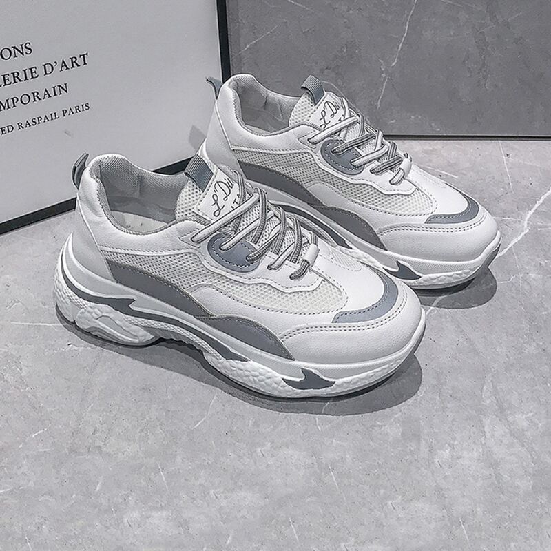 

Mesh Panel Lace-up Front Wide Fit Sneakers, White