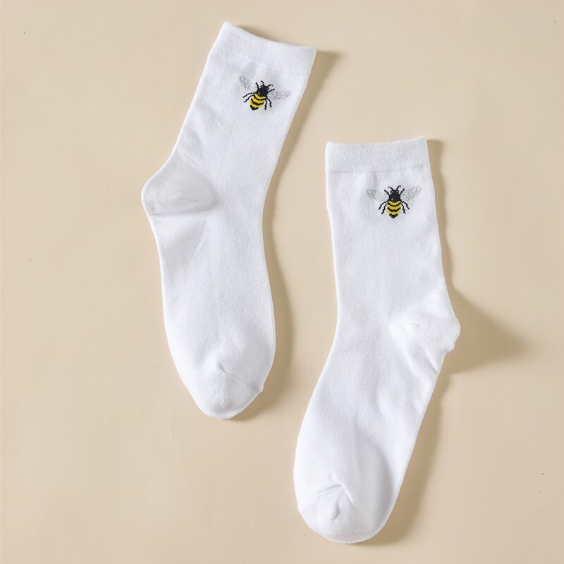 

Bee Pattern Socks, White